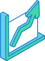 Line chart graphic with an arrow